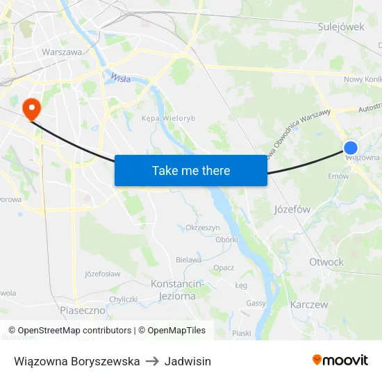 Wiązowna Boryszewska to Jadwisin map