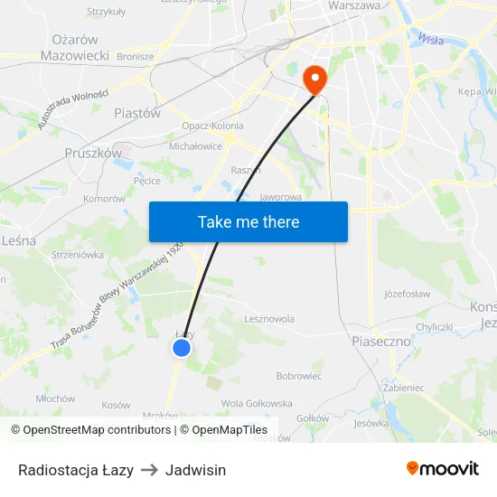 Radiostacja Łazy to Jadwisin map