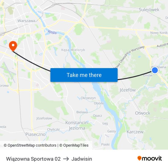 Wiązowna Sportowa 02 to Jadwisin map