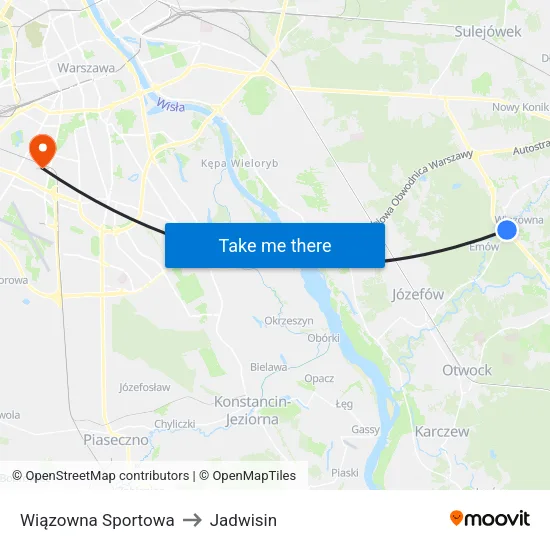 Wiązowna Sportowa to Jadwisin map