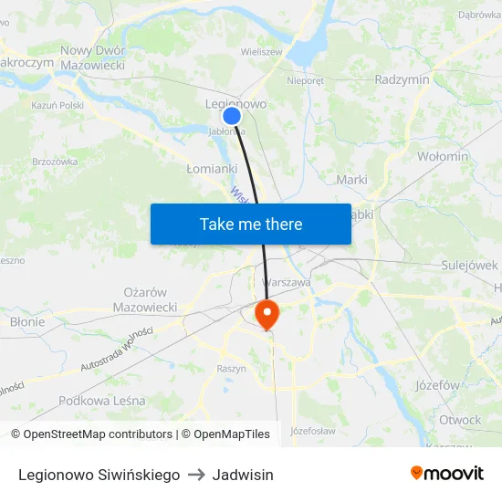 Legionowo Siwińskiego to Jadwisin map