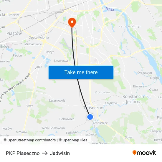 PKP Piaseczno to Jadwisin map