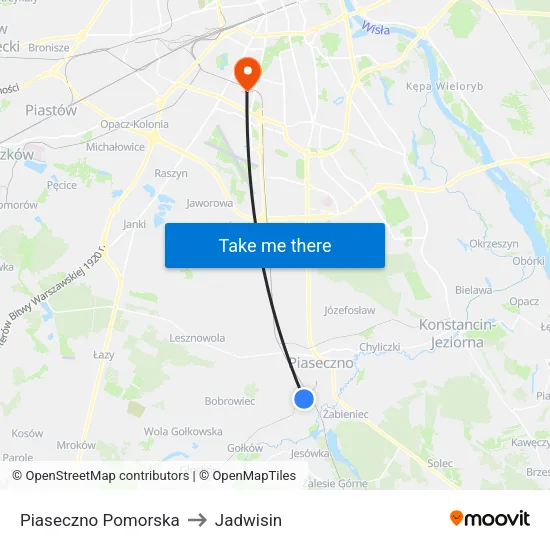 Piaseczno Pomorska to Jadwisin map