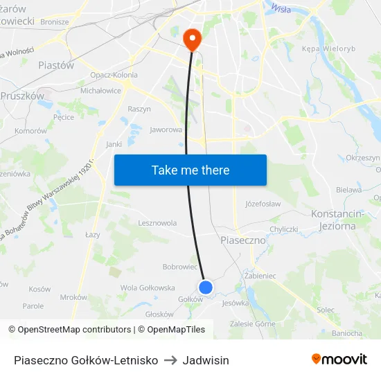 Piaseczno Gołków - Letnisko to Jadwisin map