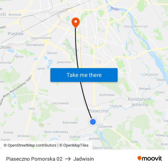 Piaseczno Pomorska to Jadwisin map