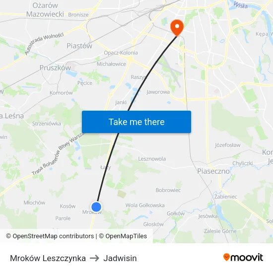 Mroków Leszczynka to Jadwisin map