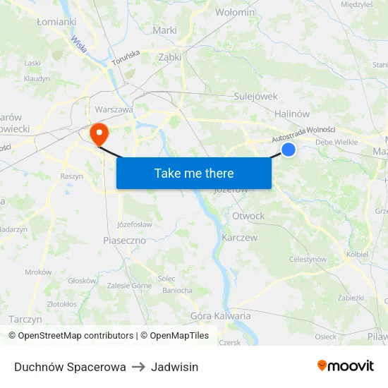 Duchnów Spacerowa to Jadwisin map