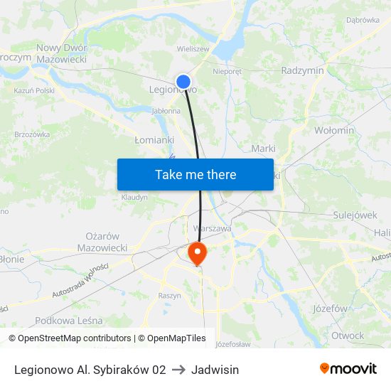 Legionowo Al. Sybiraków 02 to Jadwisin map