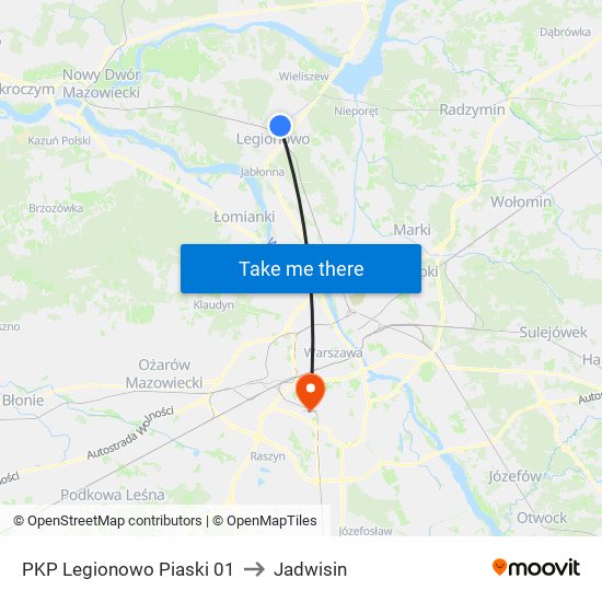 PKP Legionowo Piaski 01 to Jadwisin map