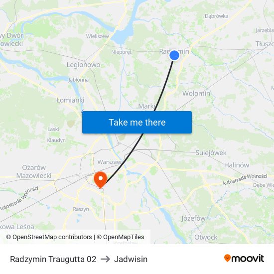 Radzymin Traugutta to Jadwisin map