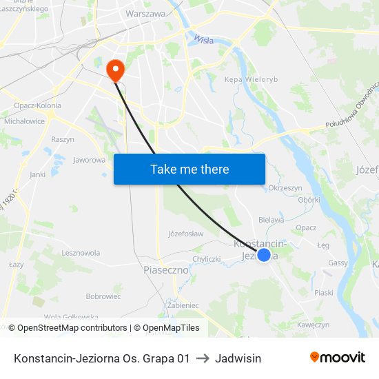 Konstancin-Jeziorna Os. Grapa to Jadwisin map