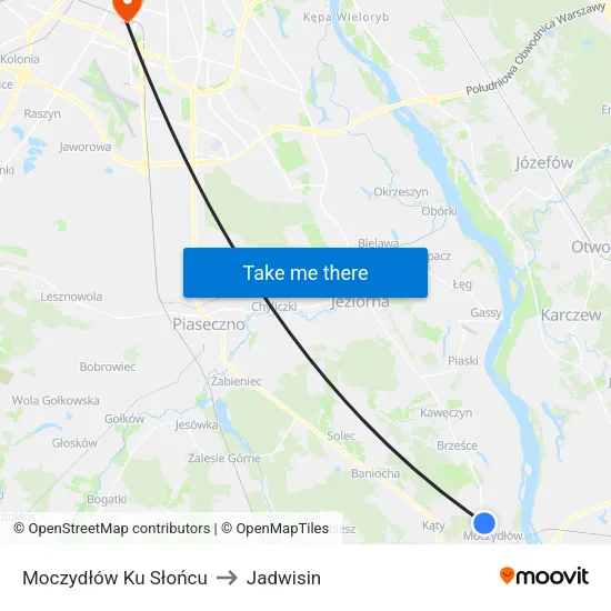 Moczydłów Ku Słońcu to Jadwisin map