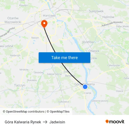 Góra Kalwaria Rynek to Jadwisin map