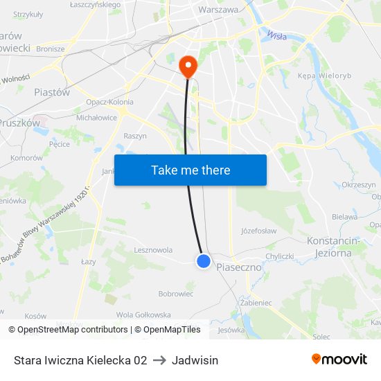 Stara Iwiczna Kielecka to Jadwisin map