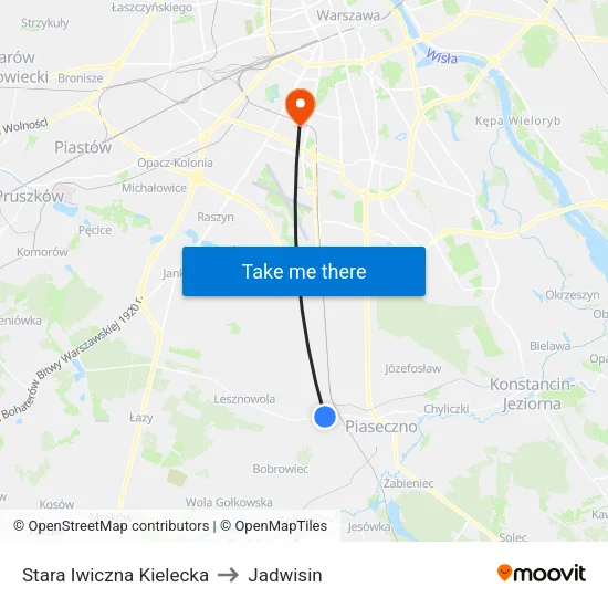 Stara Iwiczna Kielecka to Jadwisin map