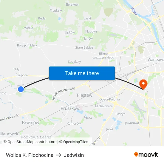 Wolica K. Płochocina to Jadwisin map