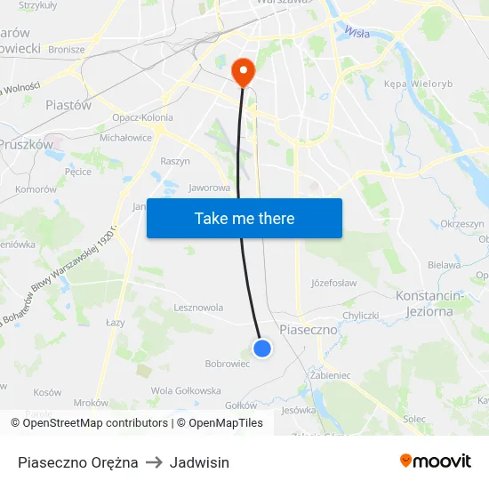 Piaseczno Orężna to Jadwisin map