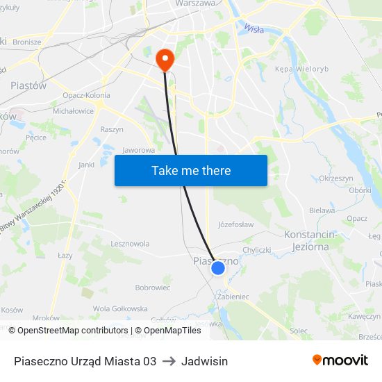 Piaseczno Urząd Miasta 03 to Jadwisin map