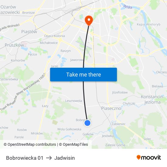 Bobrowiecka 01 to Jadwisin map