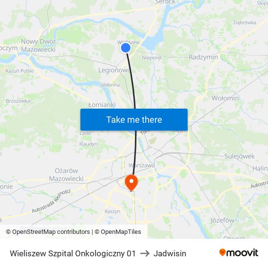 Wieliszew Szpital Onkologiczny 01 to Jadwisin map