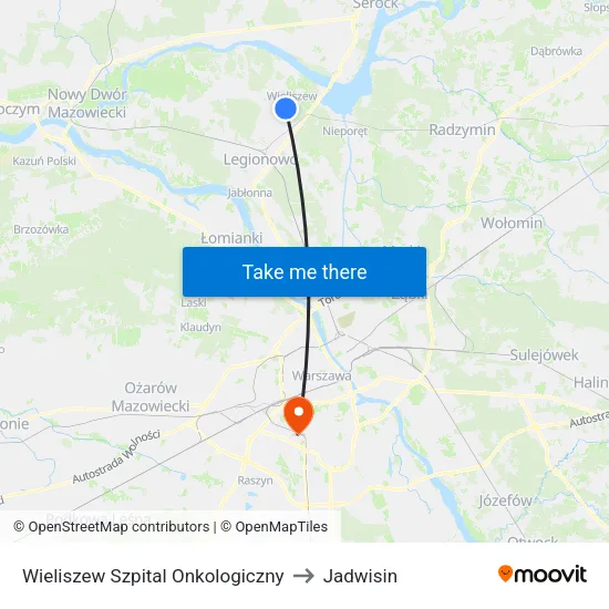 Wieliszew Szpital Onkologiczny to Jadwisin map