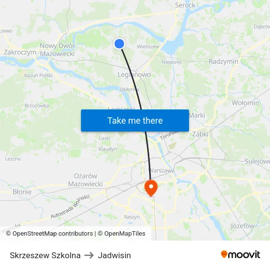 Skrzeszew Szkolna to Jadwisin map