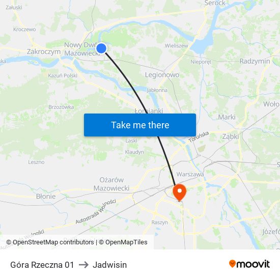 Góra Rzeczna to Jadwisin map