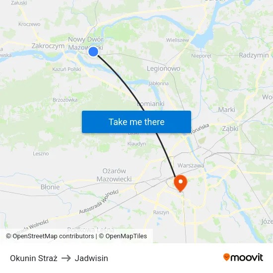 Okunin Straż to Jadwisin map