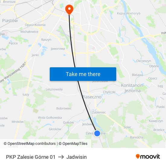 PKP Zalesie Górne 01 to Jadwisin map