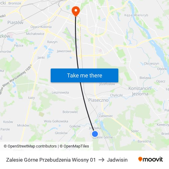 Zalesie Górne Przebudzenia Wiosny to Jadwisin map