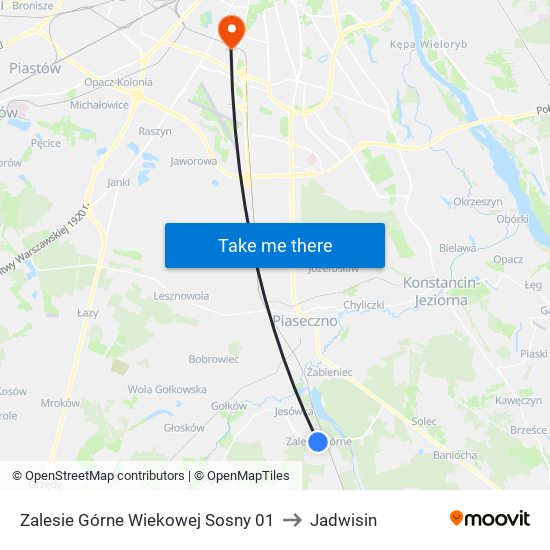 Zalesie Górne Wiekowej Sosny 01 to Jadwisin map