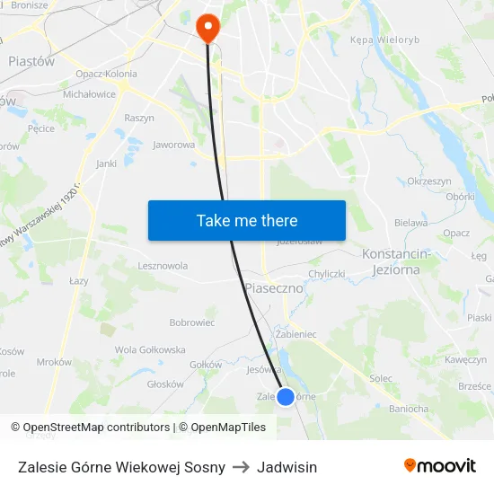 Zalesie Górne Wiekowej Sosny to Jadwisin map