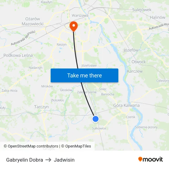 Gabryelin Dobra to Jadwisin map