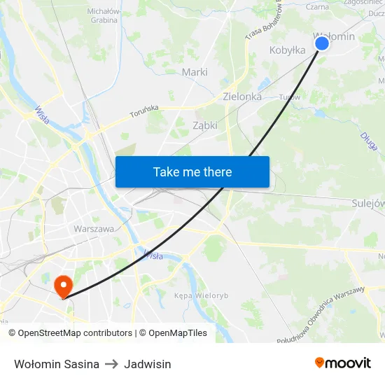 Wołomin Sasina to Jadwisin map