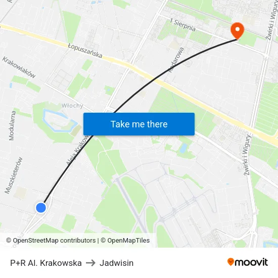 P+R Al. Krakowska to Jadwisin map