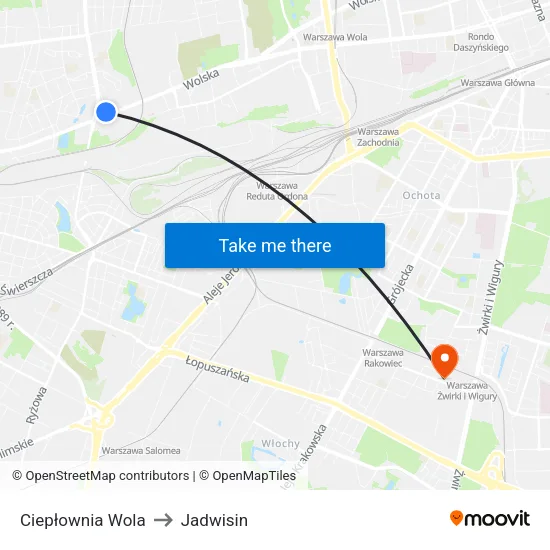 Ciepłownia Wola to Jadwisin map