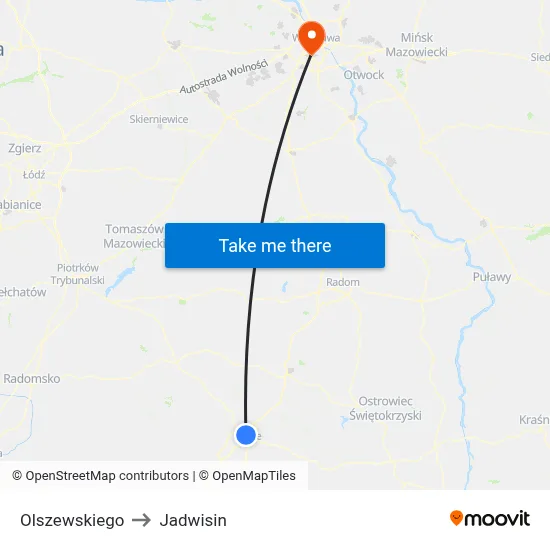 Olszewskiego to Jadwisin map