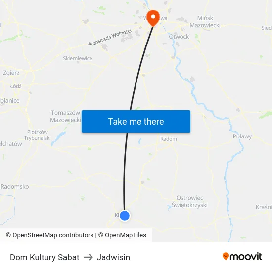 Dom Kultury Sabat to Jadwisin map