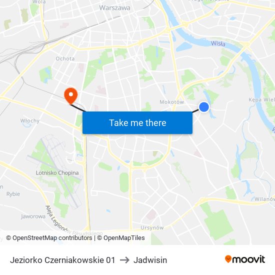 Jeziorko Czerniakowskie 01 to Jadwisin map