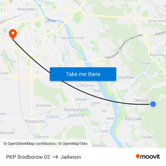 PKP Śródborów to Jadwisin map