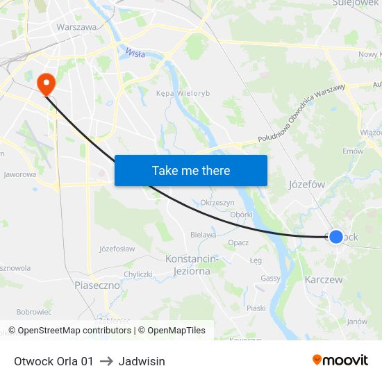 Otwock Orla to Jadwisin map