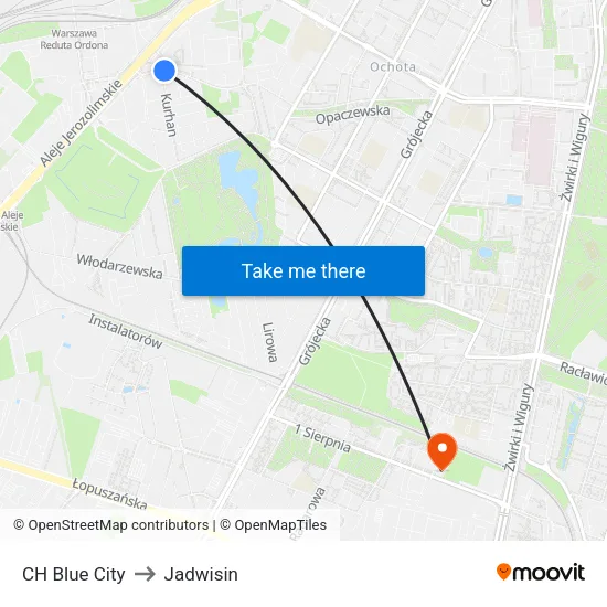 CH Blue City to Jadwisin map