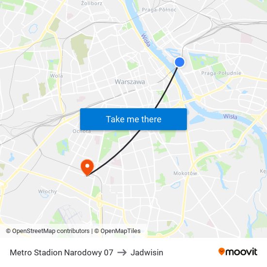 Metro Stadion Narodowy 07 to Jadwisin map