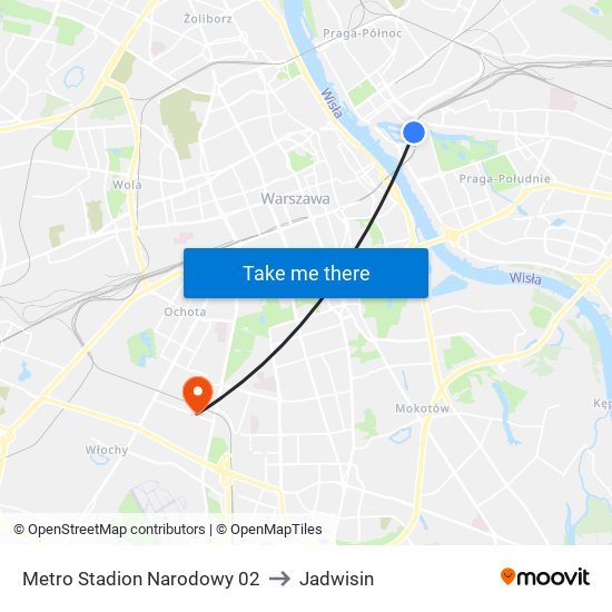 Metro Stadion Narodowy 02 to Jadwisin map