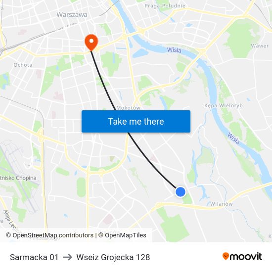 Sarmacka 01 to Wseiz Grojecka 128 map