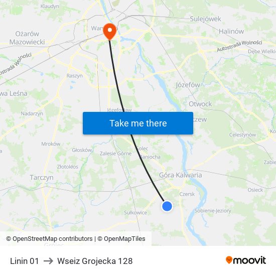 Linin 01 to Wseiz Grojecka 128 map