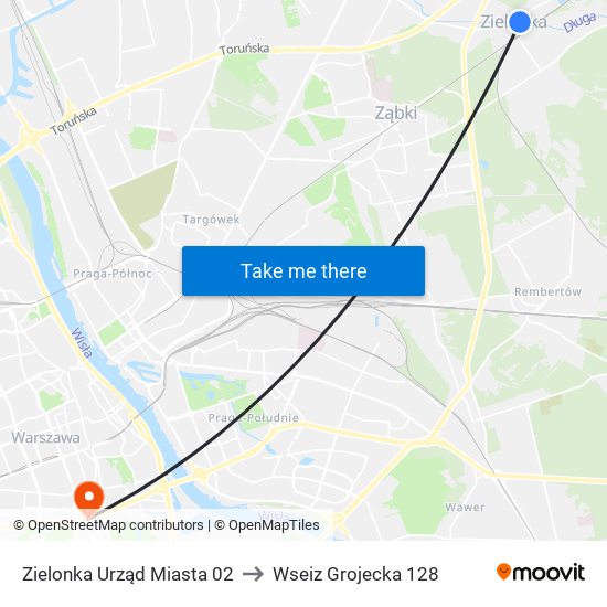 Zielonka Urząd Miasta 02 to Wseiz Grojecka 128 map