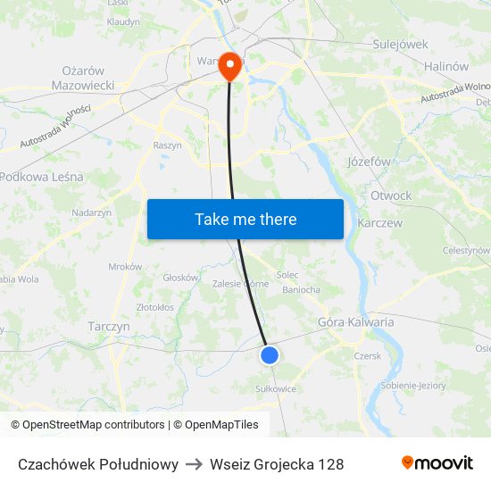 Czachówek Południowy to Wseiz Grojecka 128 map