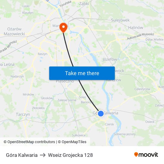 Góra Kalwaria to Wseiz Grojecka 128 map