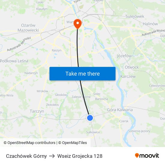 Czachówek Górny to Wseiz Grojecka 128 map